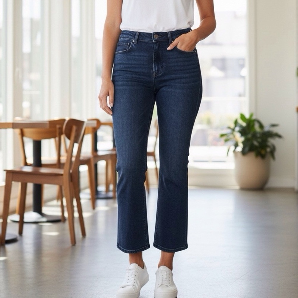 LOFT Outlet 2 Flare Crop Women’s Jeans 2023 Stretch Dark Wash 607459